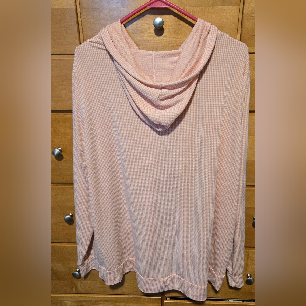 Ladies Weatherproof Vintage Peach White Gingham Hoodie XXL - Picture 4 of 4